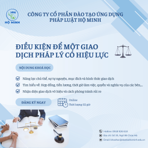 Điều kiện để một giao dịch có giá trị pháp lý là gì? Khóa học giúp bạn hiểu rõ quy định, tránh rủi ro và đảm bảo giao dịch hợp pháp, an toàn.